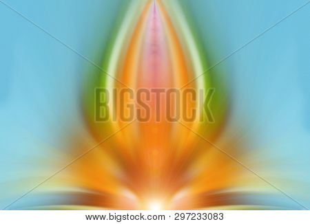 Abstract Energy Flower, Spring. Background For Text: Yoga, Aura, Light, Glow, Magic, Hypnosis, Medit