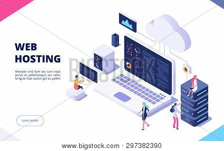 Web Hosting Concept. Cloud Computing Online Database Technology Security Computer Web Data Center Se