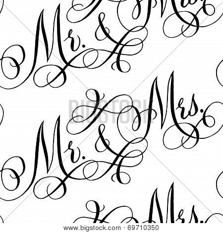 Wedding calligraphy seamless pattern