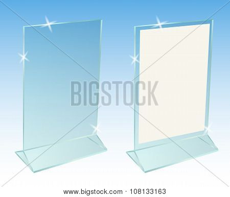 Glass Transparent Advertising Desktop Stand For Paper Sheet