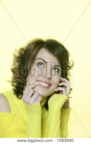 Young Woman With Happy Toughts 