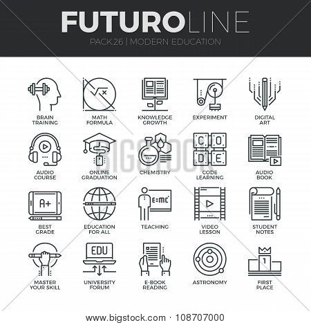 Modern Education Futuro Line Icons Set