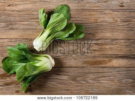 View From Above Of Bok Choy Vegetable