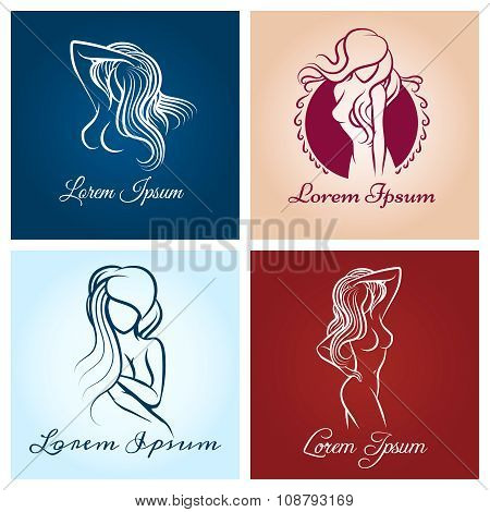 Beautiful woman abstract logo