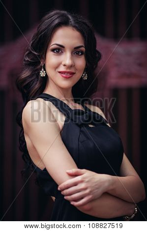 Portrait Of Beautiful Young Brunette Woman With Makeup