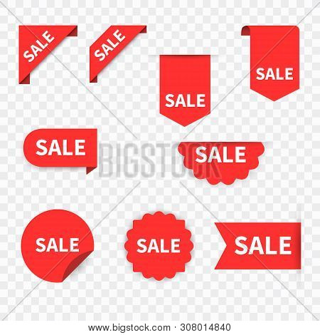 Sale Label Collection Set. Sale Tags. Discount Red Ribbons, Banners And Icons. Shopping Tags. Sale I