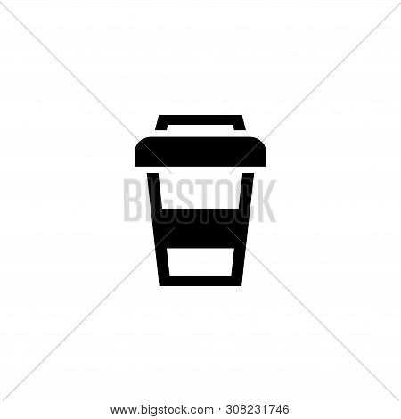 Take Away Coffee, Cup To Go. Flat Vector Icon Illustration. Simple Black Symbol On White Background.