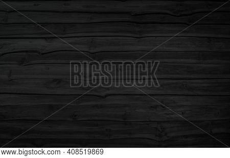 Black Wood Texture Background. Abstract Dark Wood Texture On Black Wall. Aged Wood Plank Texture Pat