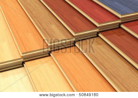 Set of color wooden laminated construction planks