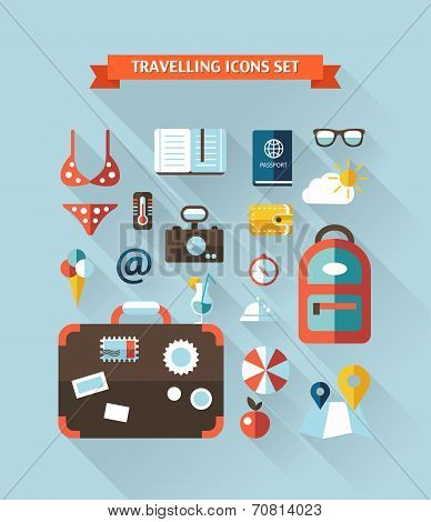 Illustration of vector travel flat design composition