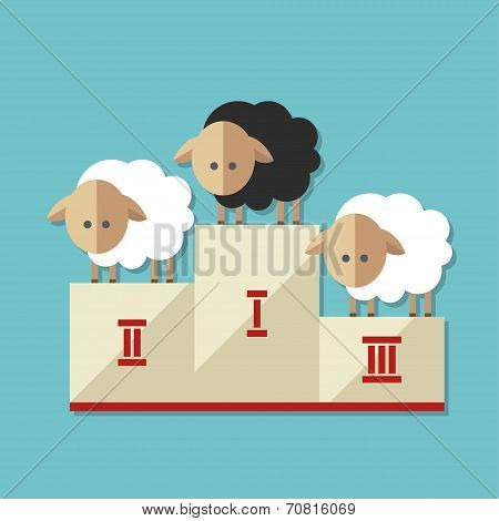 Modern flat design conceptual illustration with sheep