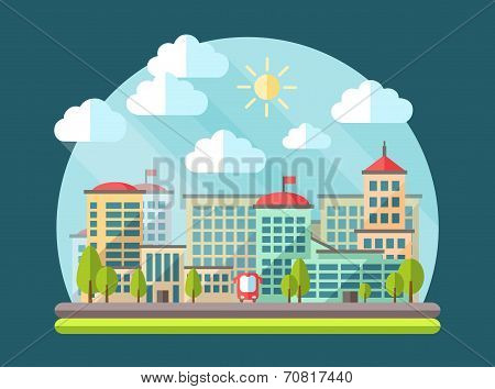 Illustration of flat design urban landscape