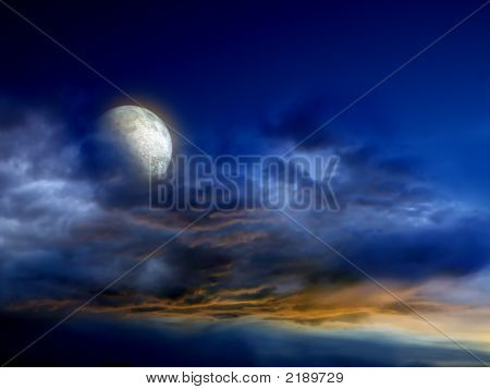 Dark Sky With Moon