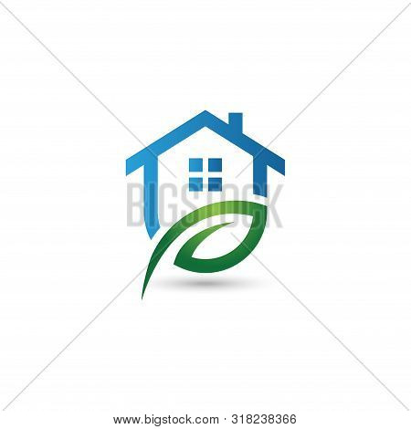 Green House Logo, Leaf House Logo,house Logo, Green House Icon, Green House Icon Vector Isolated On 