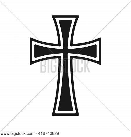 Cross Vector Shape Symbol. Christianity Sign. Christian Religion Icon. Catholic And Protestant Faith