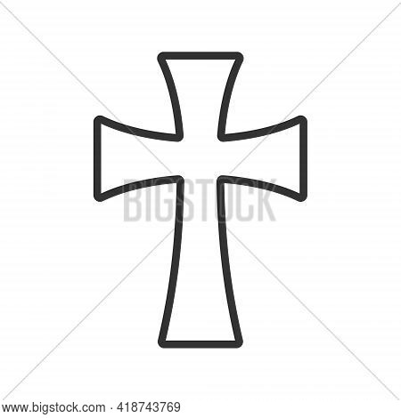 Cross Vector Shape Symbol. Christianity Sign. Christian Religion Icon. Catholic And Protestant Faith