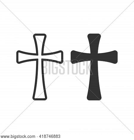 Cross Vector Shape Symbol Collection. Christianity Sign Set. Christian Religion Icon. Catholic And P