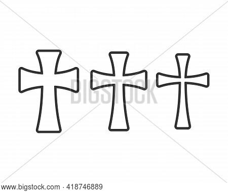 Cross Vector Shape Symbol Collection. Christianity Sign Set. Christian Religion Icon. Catholic And P