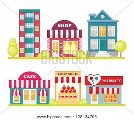 Store front window concept. City shop icon. Street small business