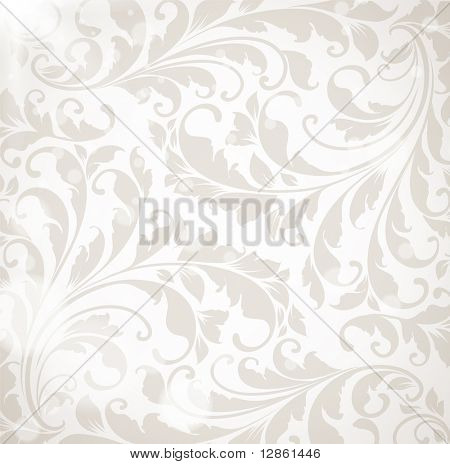 Fondo de pantalla con ornamento floral con hojas y flores de diseño vintage, retro fondo de Vector