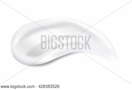 White Cosmetic Creamy Stroke Isolated On White Background. Realistic Cream Smears. Creamy Concealer 