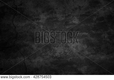 Art Black Concrete Stone Texture For Background In Black. Abstract Color Dry Scratched Surface Wall