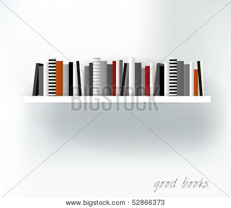 Book shelf interior. Modern furniture design isolated on white. Vector illustration.  Art backgroun