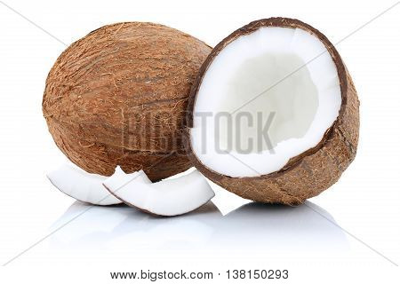 Coconut Coconuts Fruit Half Fruits Isolated On White