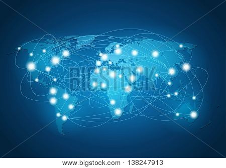 Global network connection. World map and network connection concept.