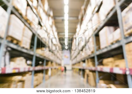 Warehouse Inventory In Defocus Store Blur Background