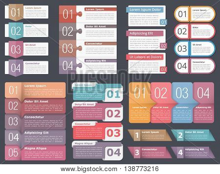 Infographic templates with numbers and text, business infographics elements set, workflow process, steps or options, vector eps10 illustration