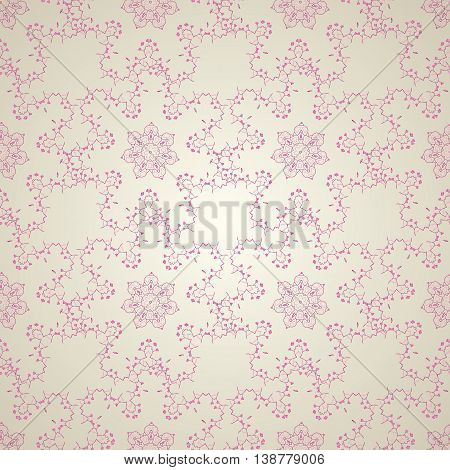 Floral vector ornament. Seamless abstract classic pattern with flowers. Pink and white pattern