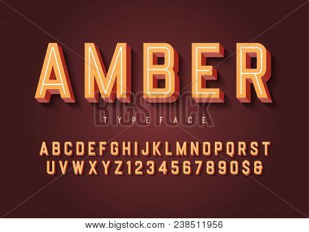 Amber Trendy Inline Vintage Display Font Design, Alphabet, Typeface, Letters And Numbers, Typography