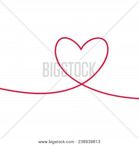 Heart In Continuous Drawing Lines. Continuous Black Line. The Work Of Flat Design. Symbol Of Love An