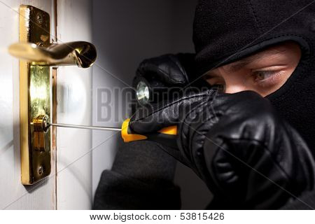 Thief Burglar opening  door