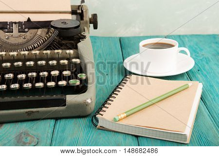 Writer's Workplace - Wooden Desk With Typewriter