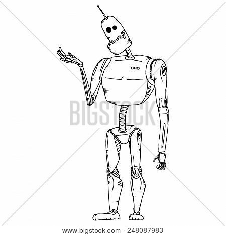 Cute Robot Vector Character. Robot Technology Machine Future Science Toy. Cyborg Futuristic Design R