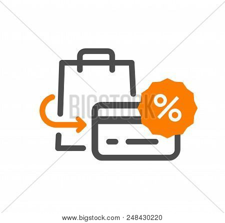 Flat Line Design Concept Icon Cash Back , Support, Purchase Process, Online Order Procedure, Website