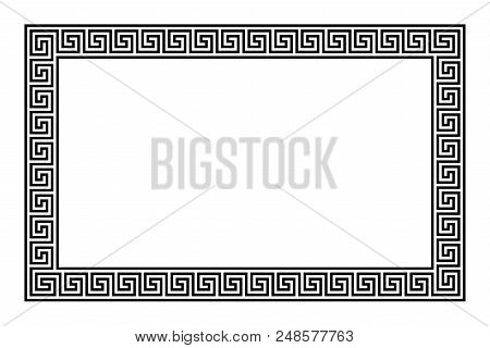 Rectangle Frame With Seamless Meander Pattern. Meandros, A Decorative Border, Constructed From Conti