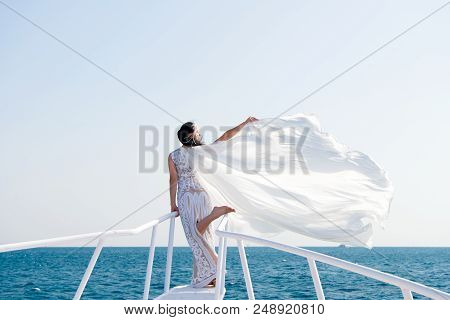 Honeymoon Sea Cruise. Things Consider For Wedding Abroad. Wedding Ceremony Sea Cruise. Bride Adorabl