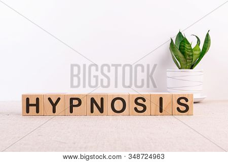 Hypnosis Word Made With Building Blocks On A Light Background