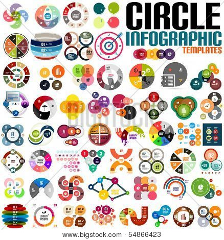 Huge modern circle infographic design template set. For banners, business backgrounds, presenations