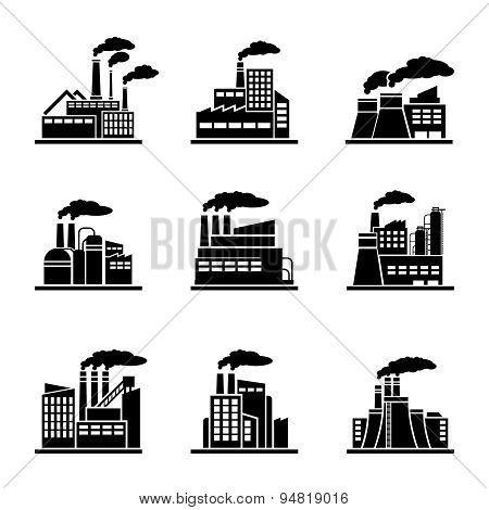 Factory and industrial building icons