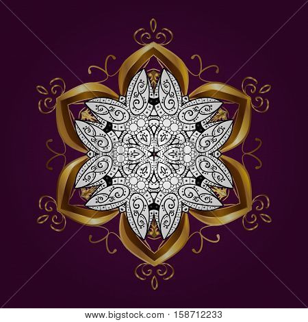 Oriental Vector Pattern With Arabesques And Floral Elements. Traditional Classic Ornament. Golden Bl