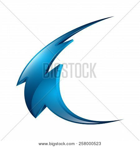 Blue 3d Thunder Logo. Lighting Bolt Logo. Electric Danger Light Power Voltage Flash Thunder 3d Icon 