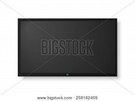 Modern Tv Screen.display Wide Tv, Digital Realistic Black Screen Illustration. 4k Tv Screen Vector. 