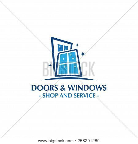 Doors And Windows Logo. Doors Shop And Service. Windows Shop And Service. Vector And Illustration.