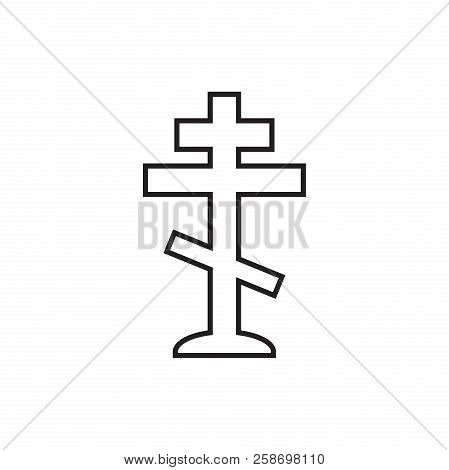 Halloween Grave Icon In Line Style. Gravestone Vector Illustrati