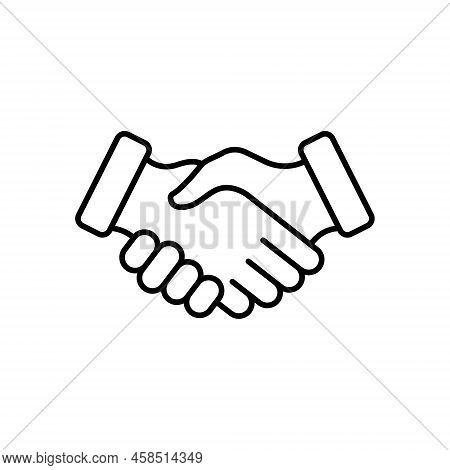 Handshake Partnership Professional Line Icon. Hand Shake Business Deal Linear Pictogram. Cooperation