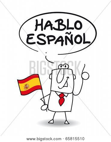 I speak spanish. This businessman speaks spanish. he says I speak spanish.